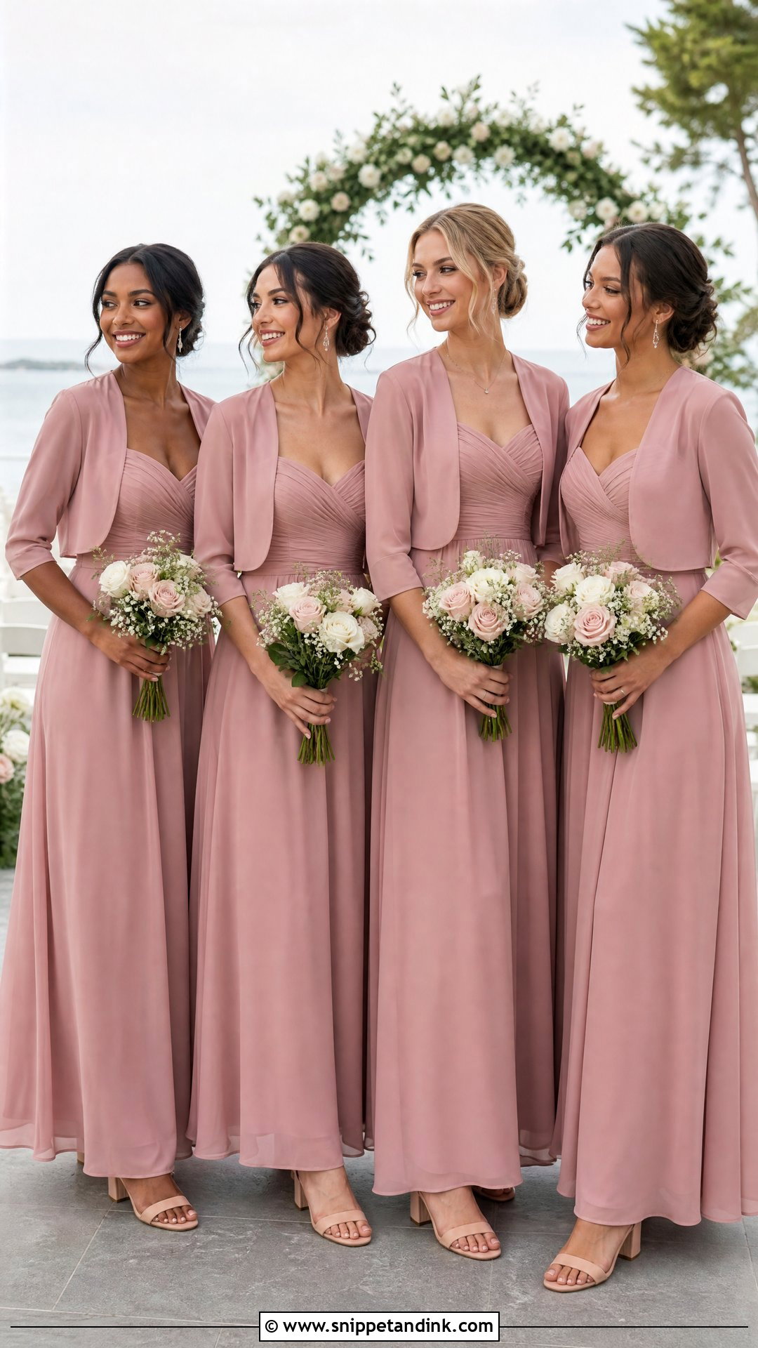 Bridesmaid Shrug With Chiffon Dress - Snippet and Ink - 25 Shrug Outfit Ideas for Wedding