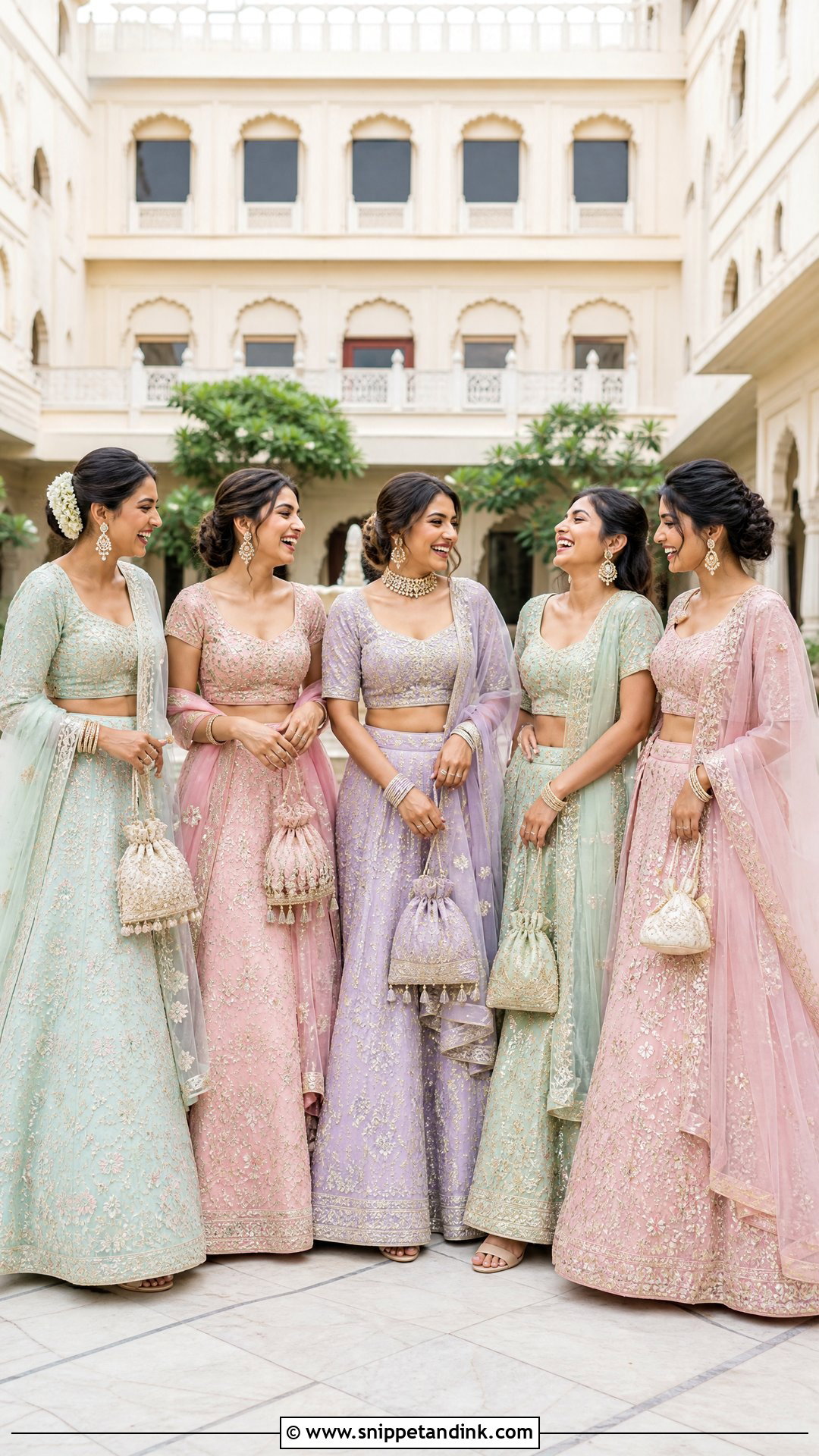 Bridesmaids Lengha Pose - Snippet and Ink - 25 Aesthetic Lengha Poses Ideas