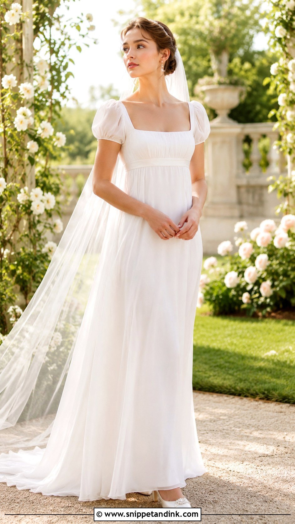 Bridgerton Empire Waist Wedding Dress - Snippet and Ink - 30 Bridgerton Wedding Dress Ideas