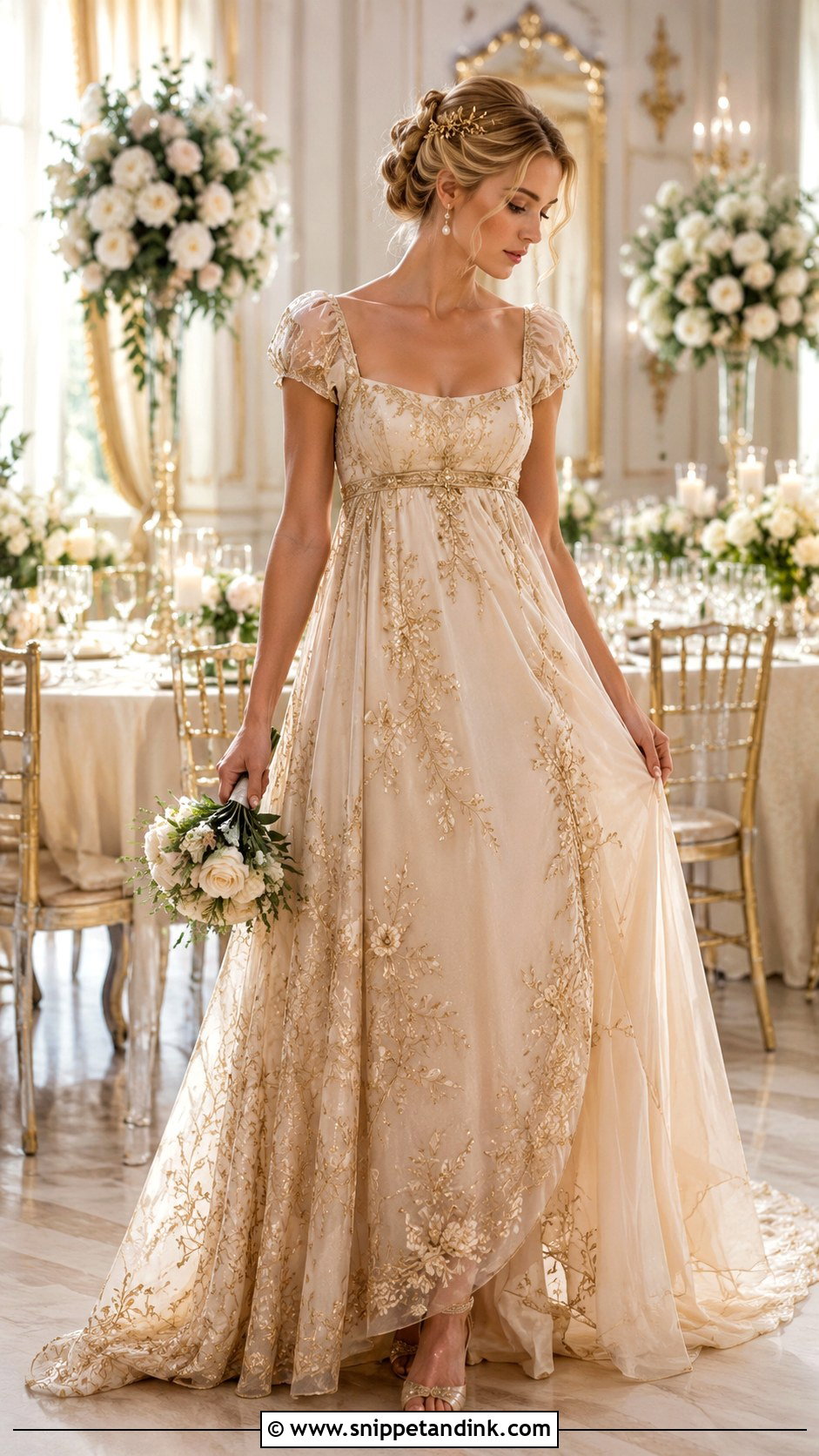 Bridgerton Gold Wedding Dress - Snippet and Ink - 30 Bridgerton Wedding Dress Ideas