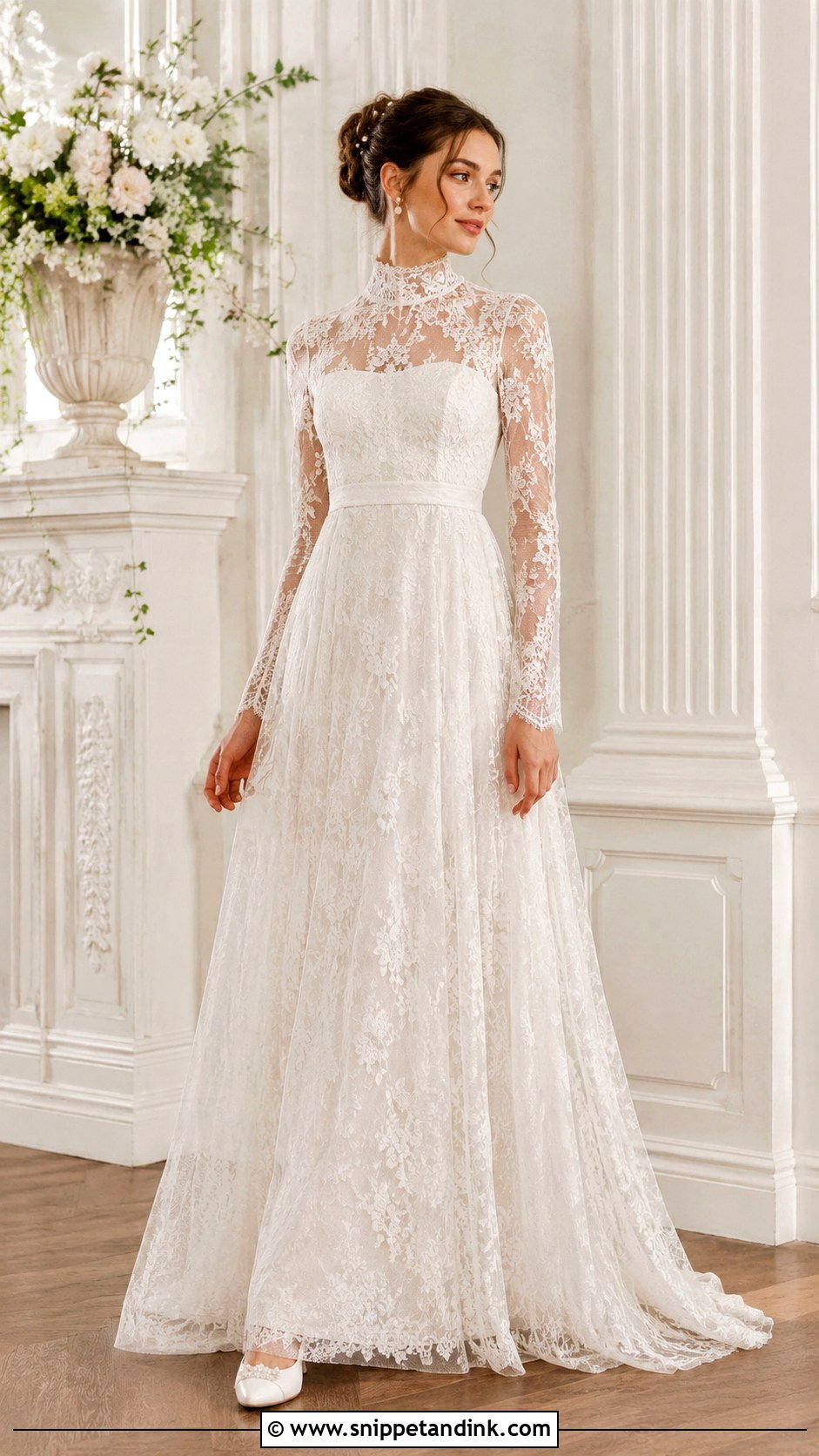 Bridgerton High Neck Wedding Dress - Snippet and Ink - 30 Bridgerton Wedding Dress Ideas