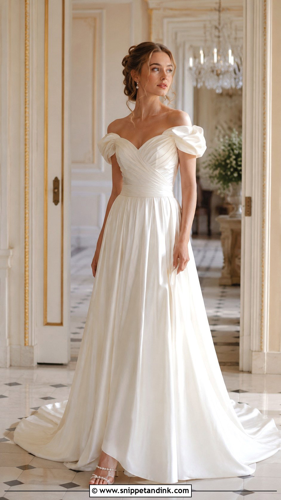Bridgerton Off Shoulder Wedding Dress - Snippet and Ink - 30 Bridgerton Wedding Dress Ideas