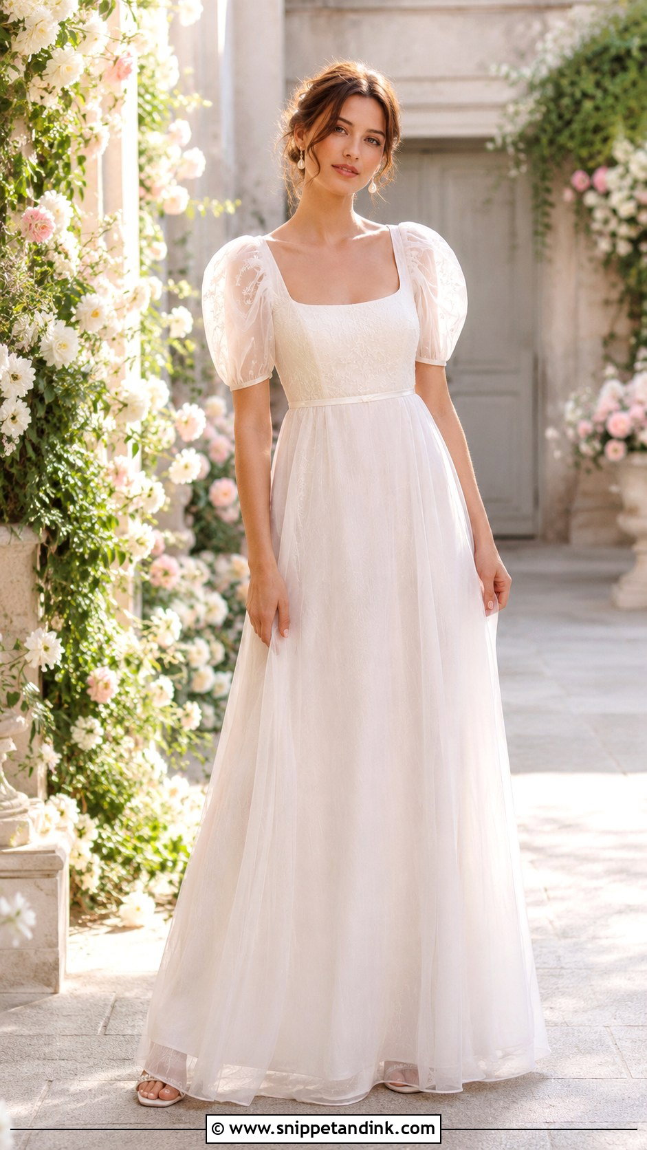 Bridgerton Sheer Sleeve Wedding Dress - Snippet and Ink - 30 Bridgerton Wedding Dress Ideas