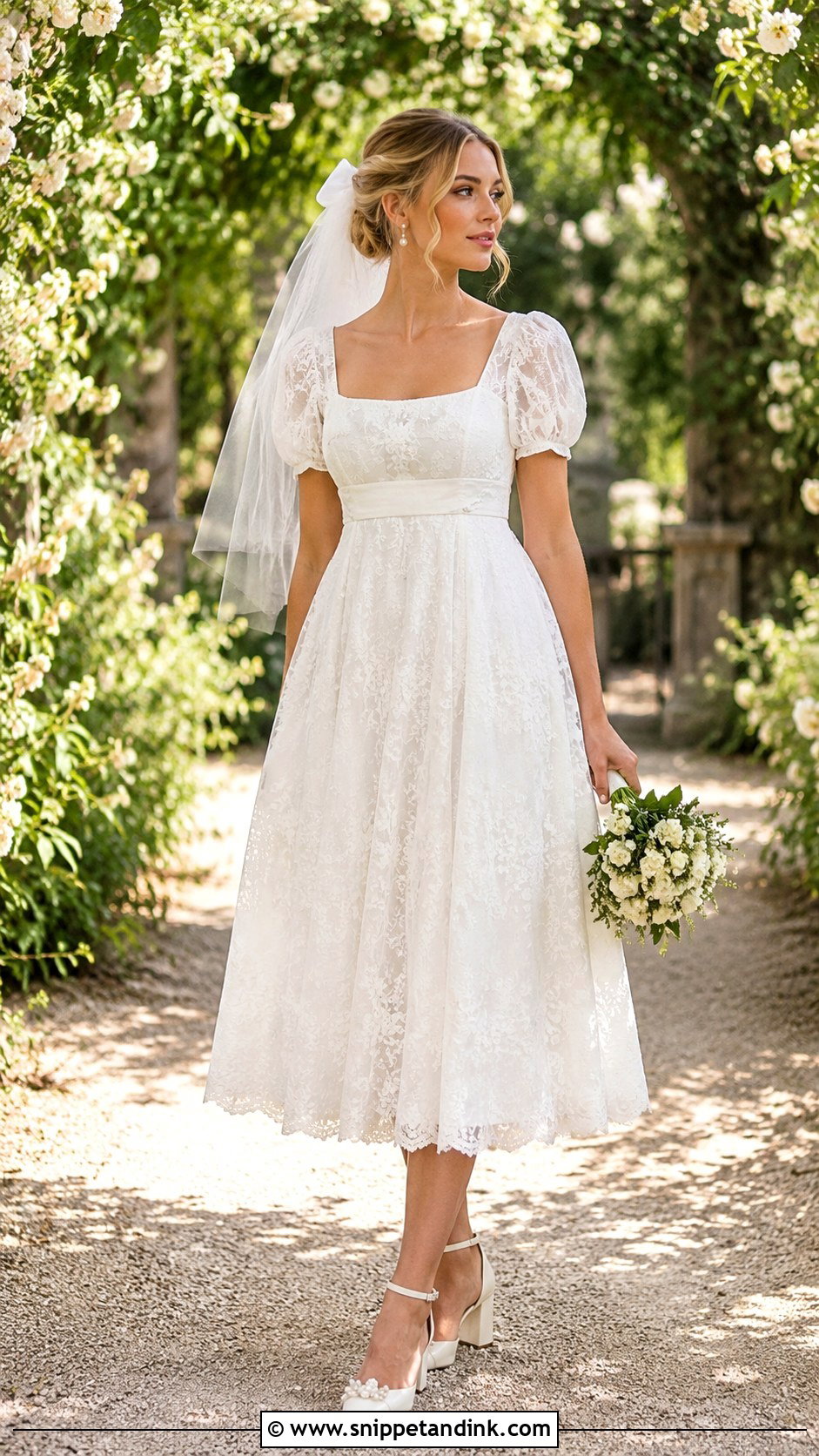 Bridgerton Tea Length Wedding Dress - Snippet and Ink - 30 Bridgerton Wedding Dress Ideas