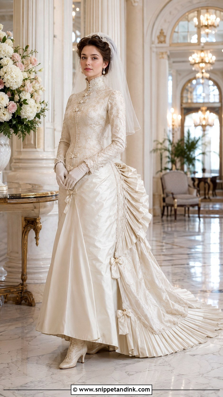 Brocade 1880s Wedding Dress - Snippet and Ink - 20 1880s Wedding Dress Ideas