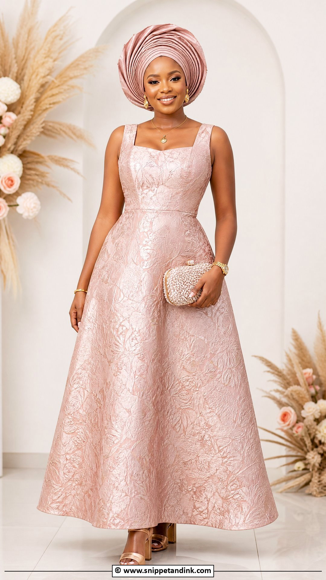 Brocade Asoebi A Line Gown - Snippet and Ink - 35 Brocade Asoebi Styles