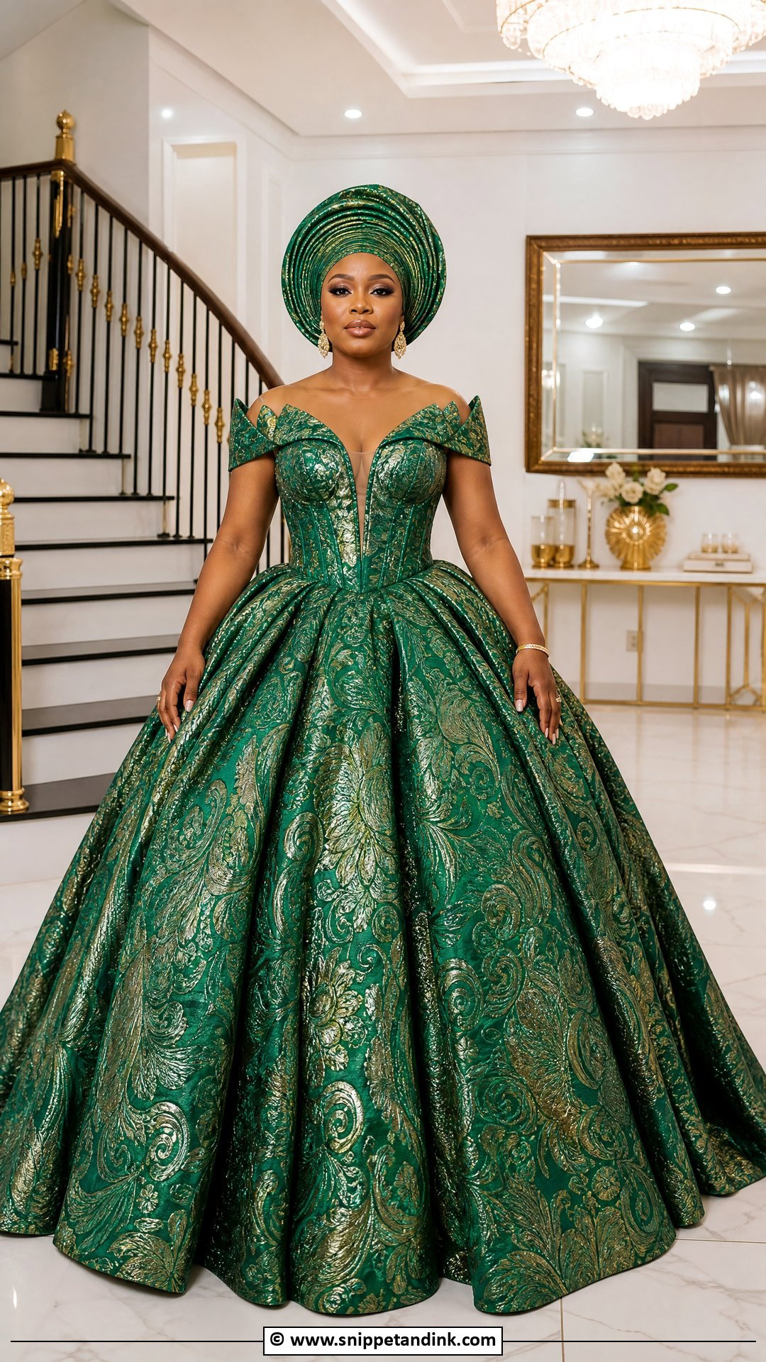 Brocade Asoebi Ball Gown - Snippet and Ink - 35 Brocade Asoebi Styles