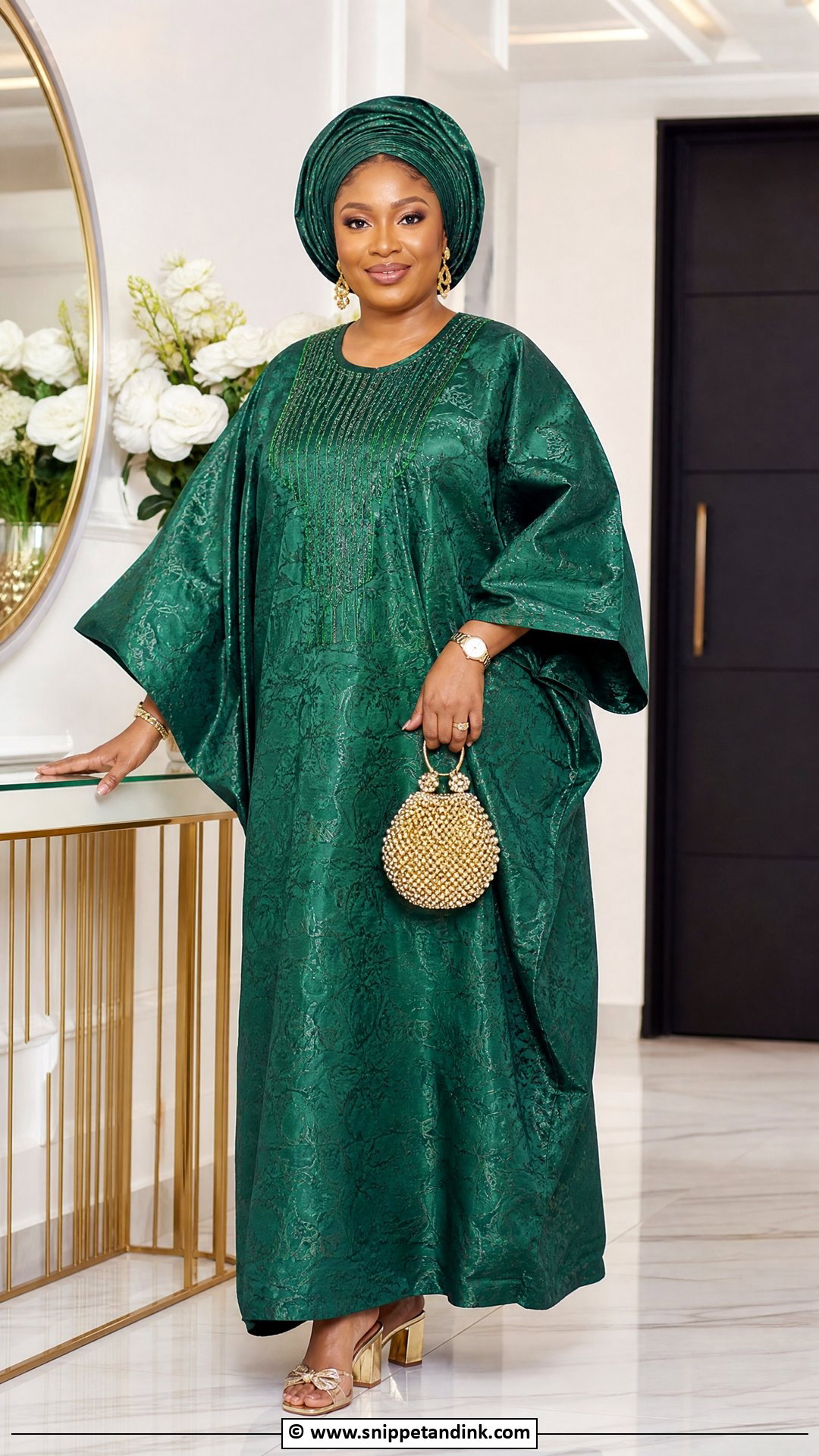 Brocade Asoebi Boubou Gown - Snippet and Ink - 35 Brocade Asoebi Styles