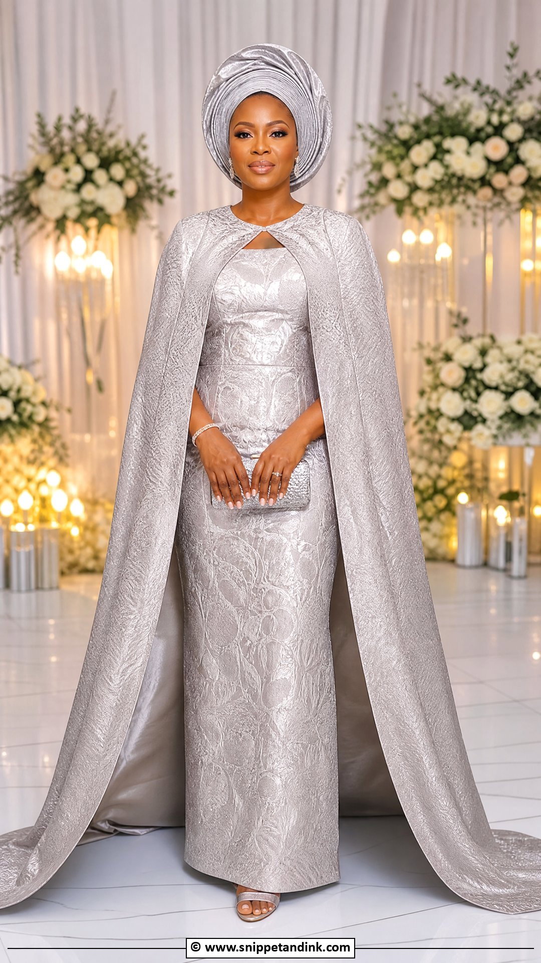 Brocade Asoebi Cape Gown - Snippet and Ink - 35 Brocade Asoebi Styles