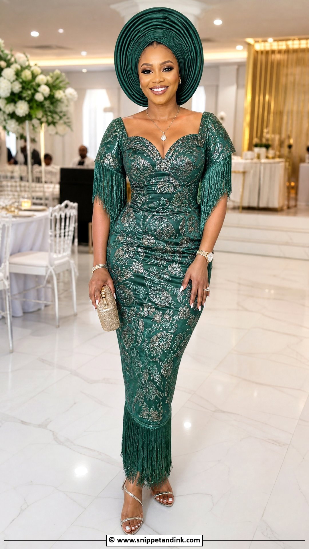 Brocade Asoebi Fringe Gown - Snippet and Ink - 35 Brocade Asoebi Styles