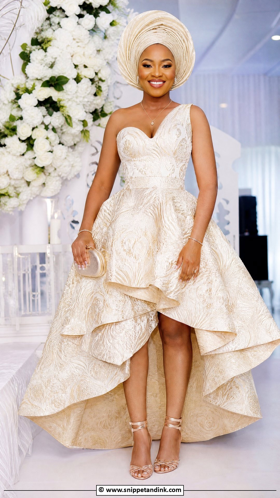 Brocade Asoebi High Low Gown - Snippet and Ink - 35 Brocade Asoebi Styles