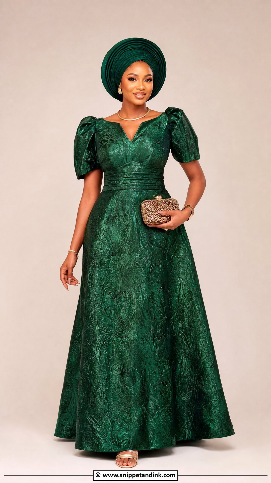 Brocade Asoebi Maxi Gown - Snippet and Ink - 35 Brocade Asoebi Styles