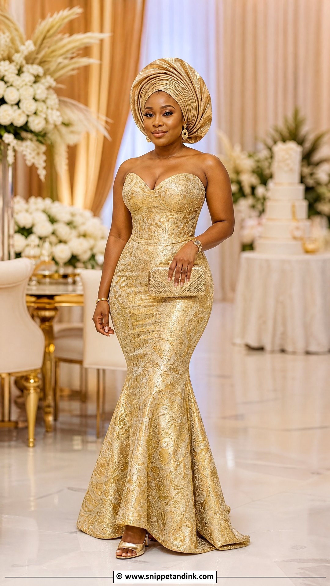 Brocade Asoebi Mermaid Gown - Snippet and Ink - 35 Brocade Asoebi Styles