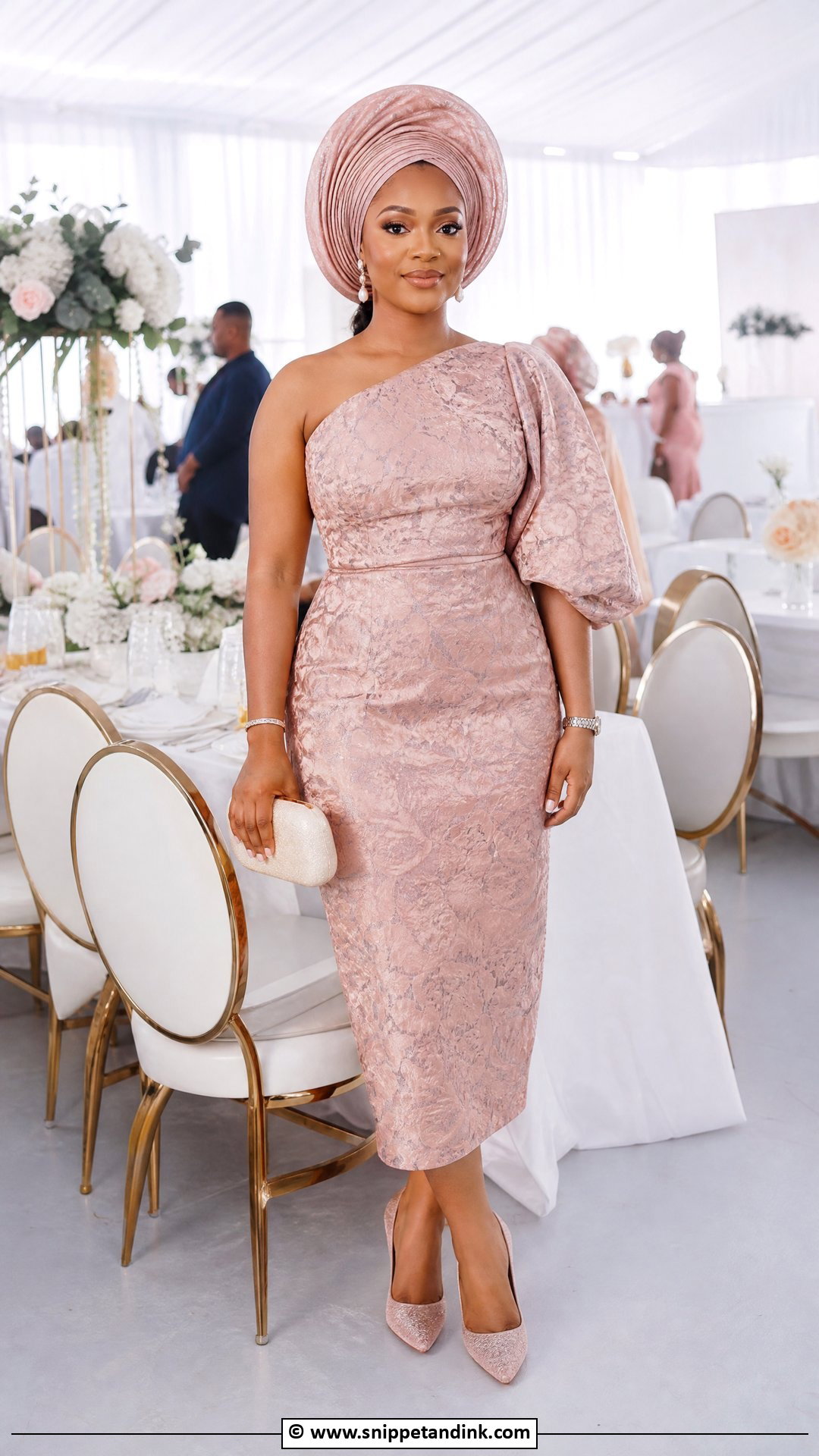 Brocade Asoebi Midi Gown - Snippet and Ink - 35 Brocade Asoebi Styles