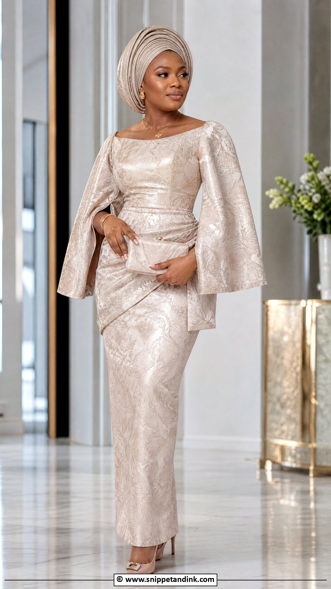 Brocade Asoebi Monochrome Outfit - Snippet and Ink - 35 Brocade Asoebi Styles