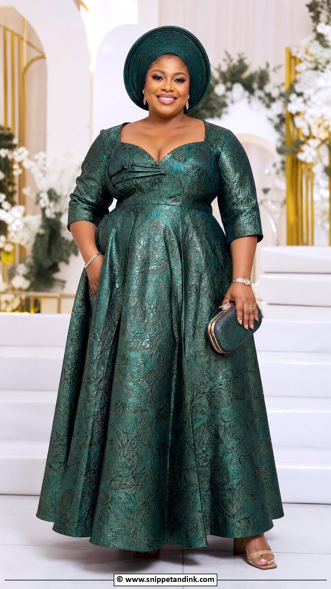 Brocade Asoebi Plus Size Gown - Snippet and Ink - 35 Brocade Asoebi Styles
