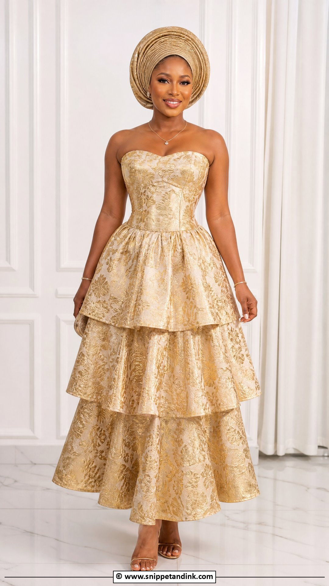 Brocade Asoebi Tiered Gown - Snippet and Ink - 35 Brocade Asoebi Styles