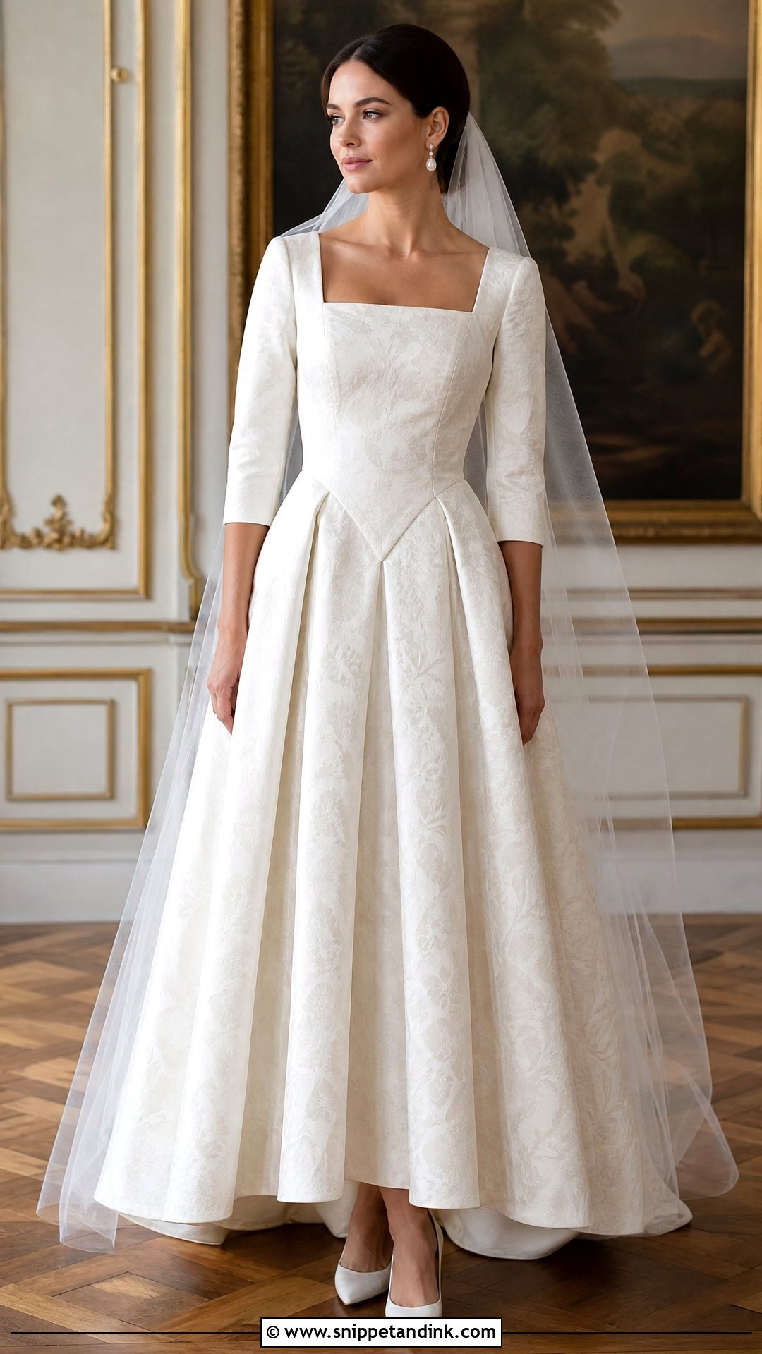 Brocade Basque Waist Wedding Dress - Snippet and Ink - 20 Vintage Basque Waist Wedding Dress Ideas