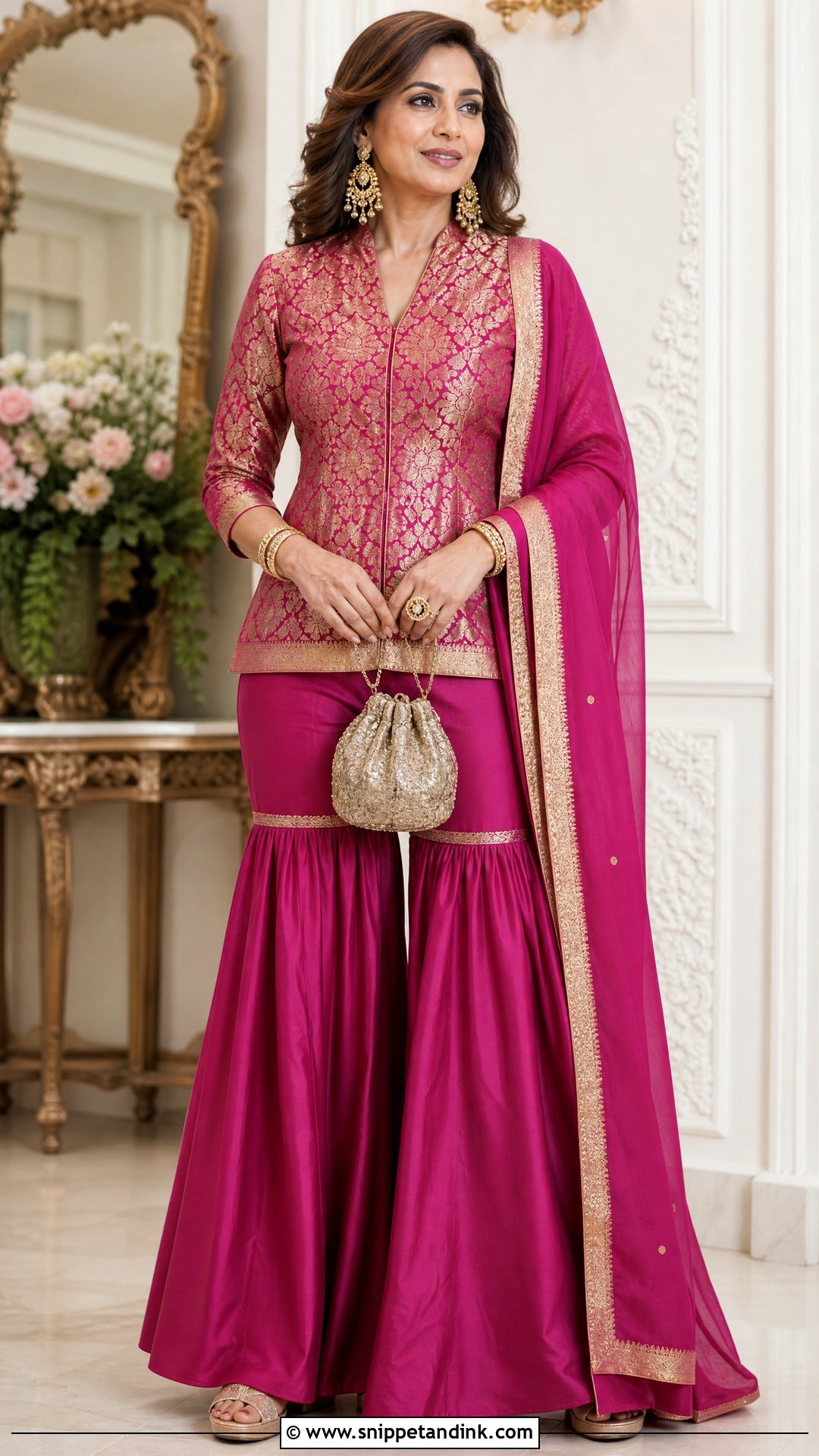 Brocade Blouse Sharara Party Outfit - Snippet and Ink - 20 Sharara Party Wear Ideas