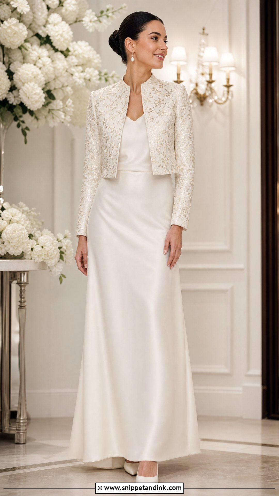 Brocade Bridal Jacket With Satin Skirt - Snippet and Ink - 25 Bridal Jacket Ideas