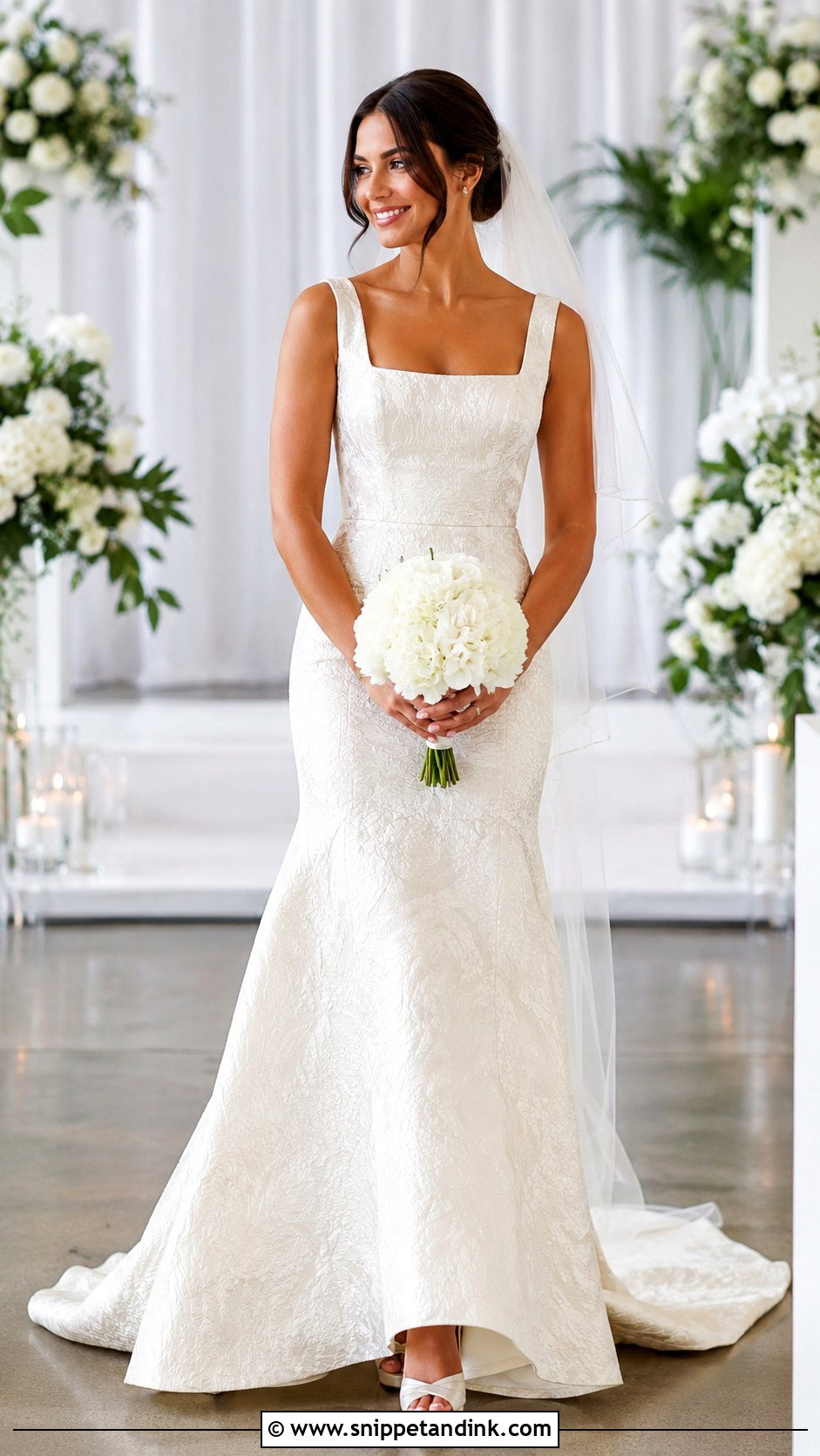 Brocade Fit And Flare Wedding Dress - Snippet and Ink - 25 Brocade Wedding Dress Ideas