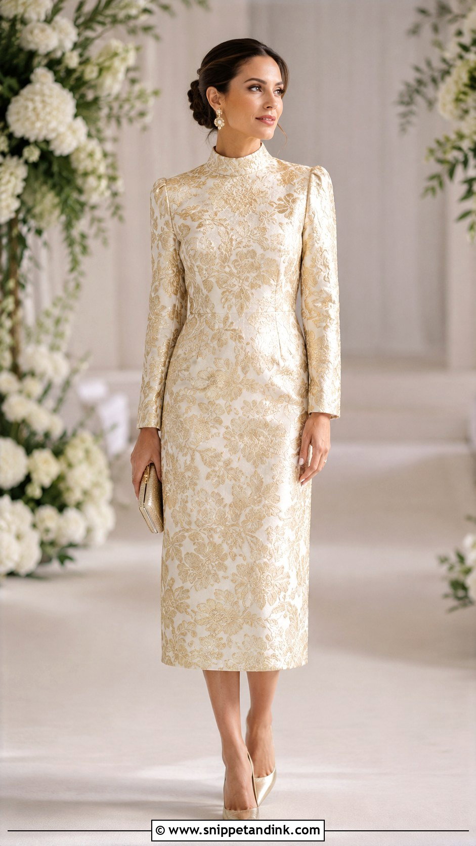 Brocade High Neck Dress For Wedding - Snippet and Ink - 30 Brocade Dress Styles for Wedding