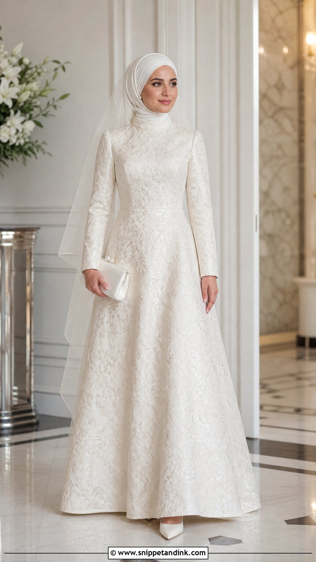 Brocade Hijabi Wedding Dress - Snippet and Ink - 25 Simple Hijabi Wedding Dress Ideas