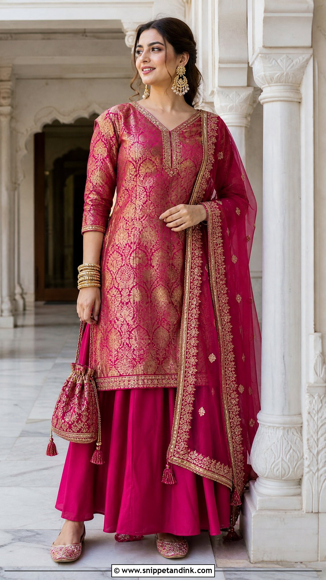 Brocade Kurta And Skirt For North Indian Wedding - Snippet and Ink - 20 North Indian Wedding Outfits