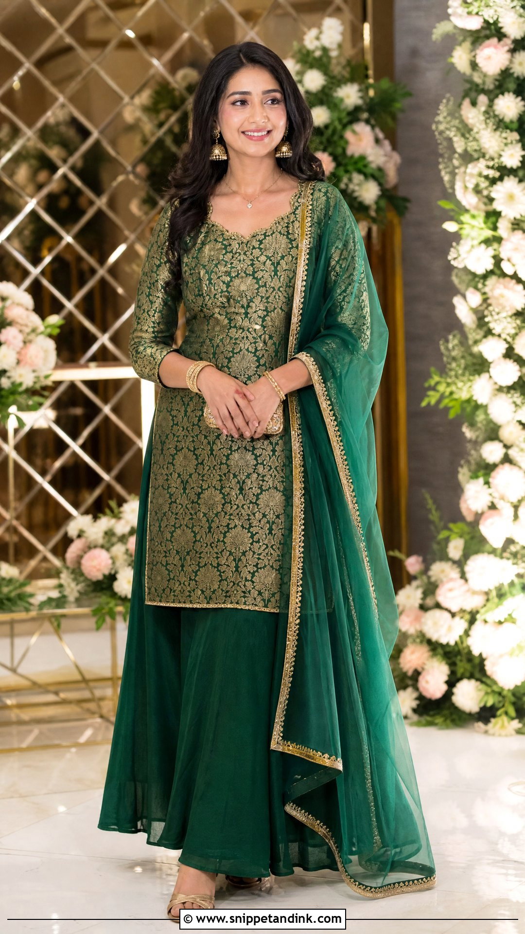 Brocade Kurta And Skirt For Roka - Snippet and Ink - 20 Indian Pre Wedding Outfit Ideas