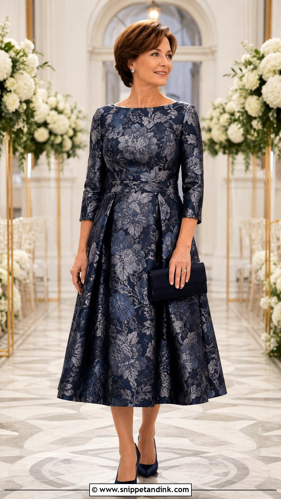 Brocade Midi Bridal Mom Dress - Snippet and Ink - 20 Bridal Mom Dress Ideas