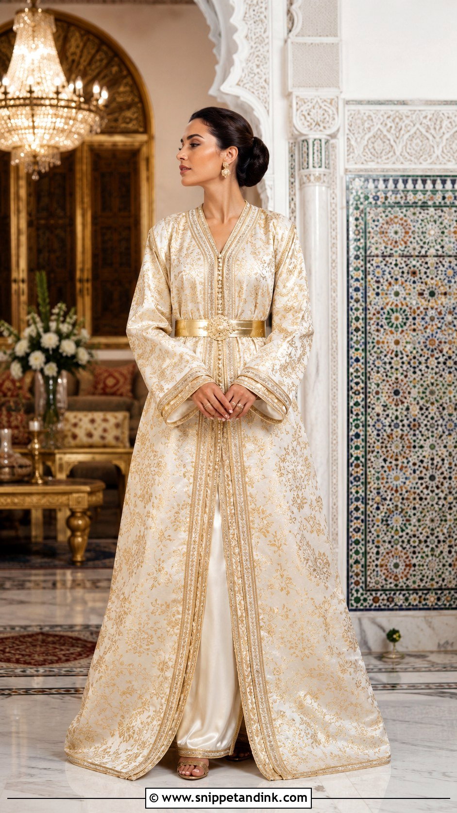 Brocade Moroccan Caftan Wedding Dress - Snippet and Ink - 30 Moroccan Wedding Dress Ideas
