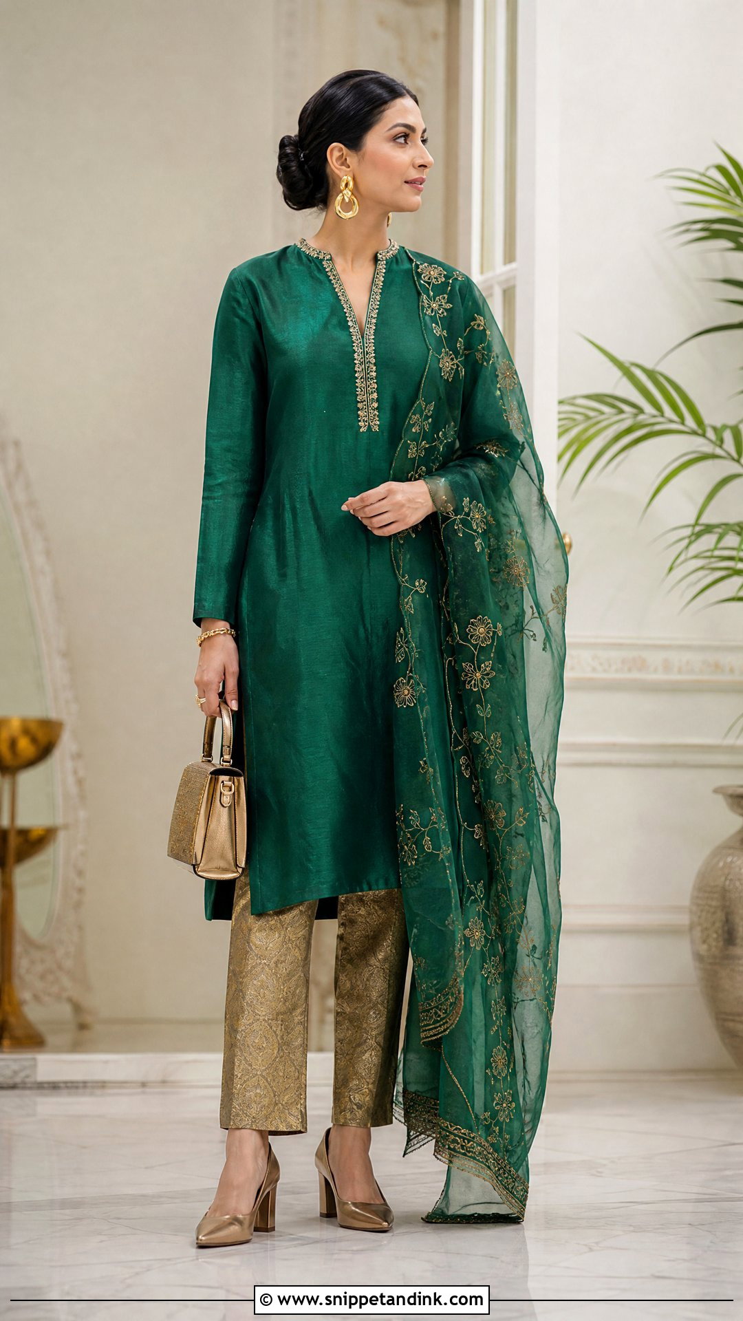 Brocade Pants And Long Kurta Outfit - Snippet and Ink - 20 Unique Indian Wedding Outfits