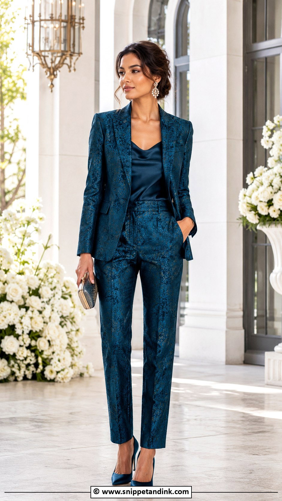 Brocade Pantsuit Wedding Outfit For Bride Sister - Snippet and Ink - 30 Wedding Outfit for Brides Sister Ideas