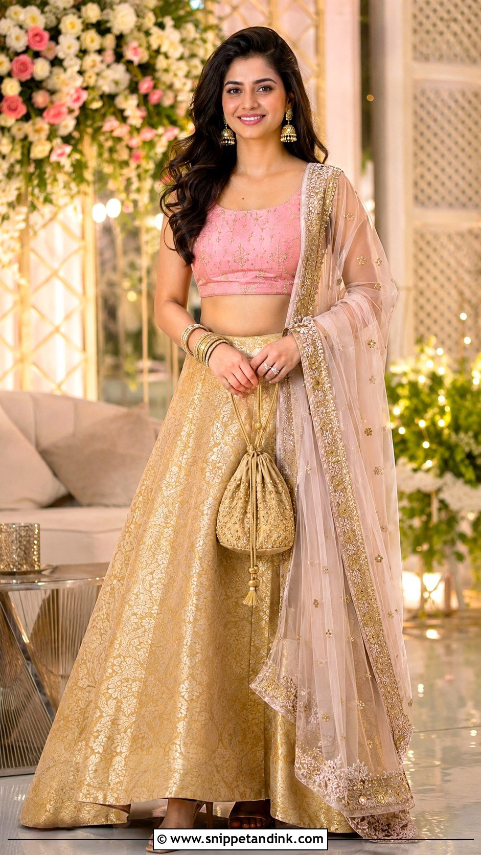 Brocade Skirt And Crop Top - Snippet and Ink - 25 Indian Wedding Outfits for Brides Sister