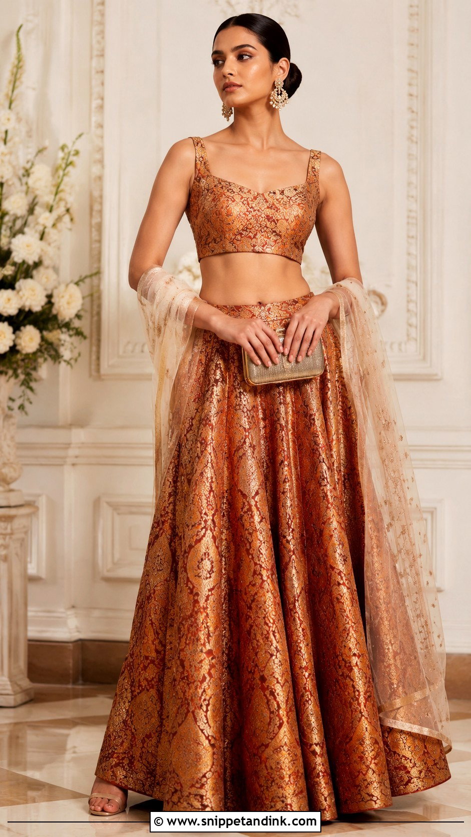 Brocade Skirt Set For Indian Wedding Party - Snippet and Ink - 25 Indian Wedding Party Dresses
