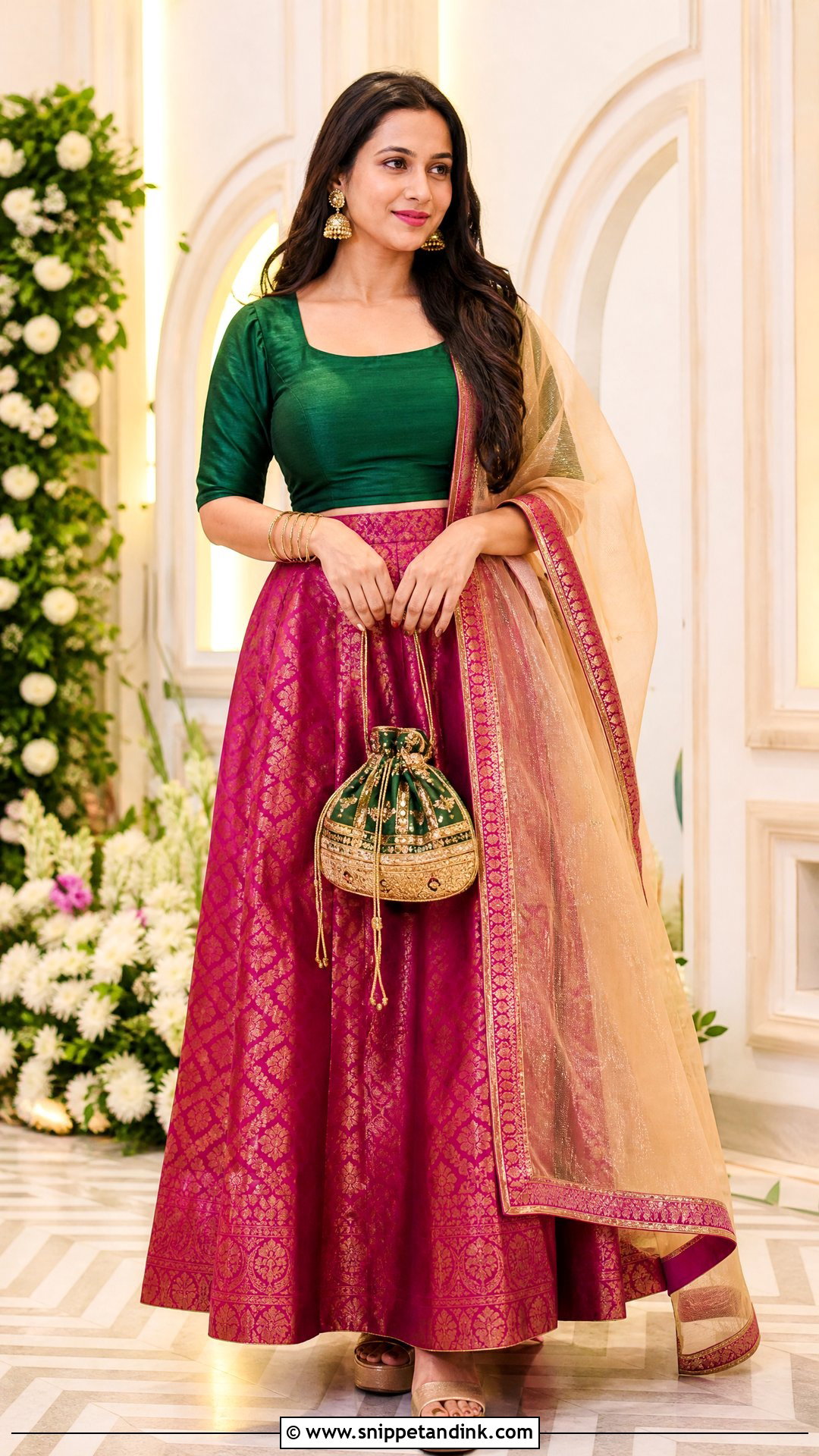 Brocade Skirt and Blouse for Brothers Wedding - Snippet and Ink - 20 Outfit Ideas for Brothers Wedding