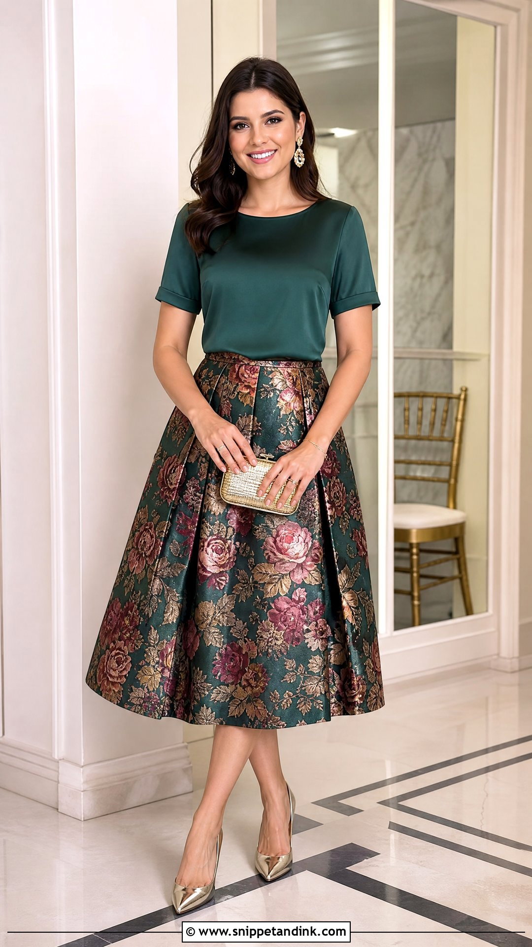 Brocade Skirt and Blouse for Sisters Wedding - Snippet and Ink - 20 Outfit for Sisters Wedding Ideas