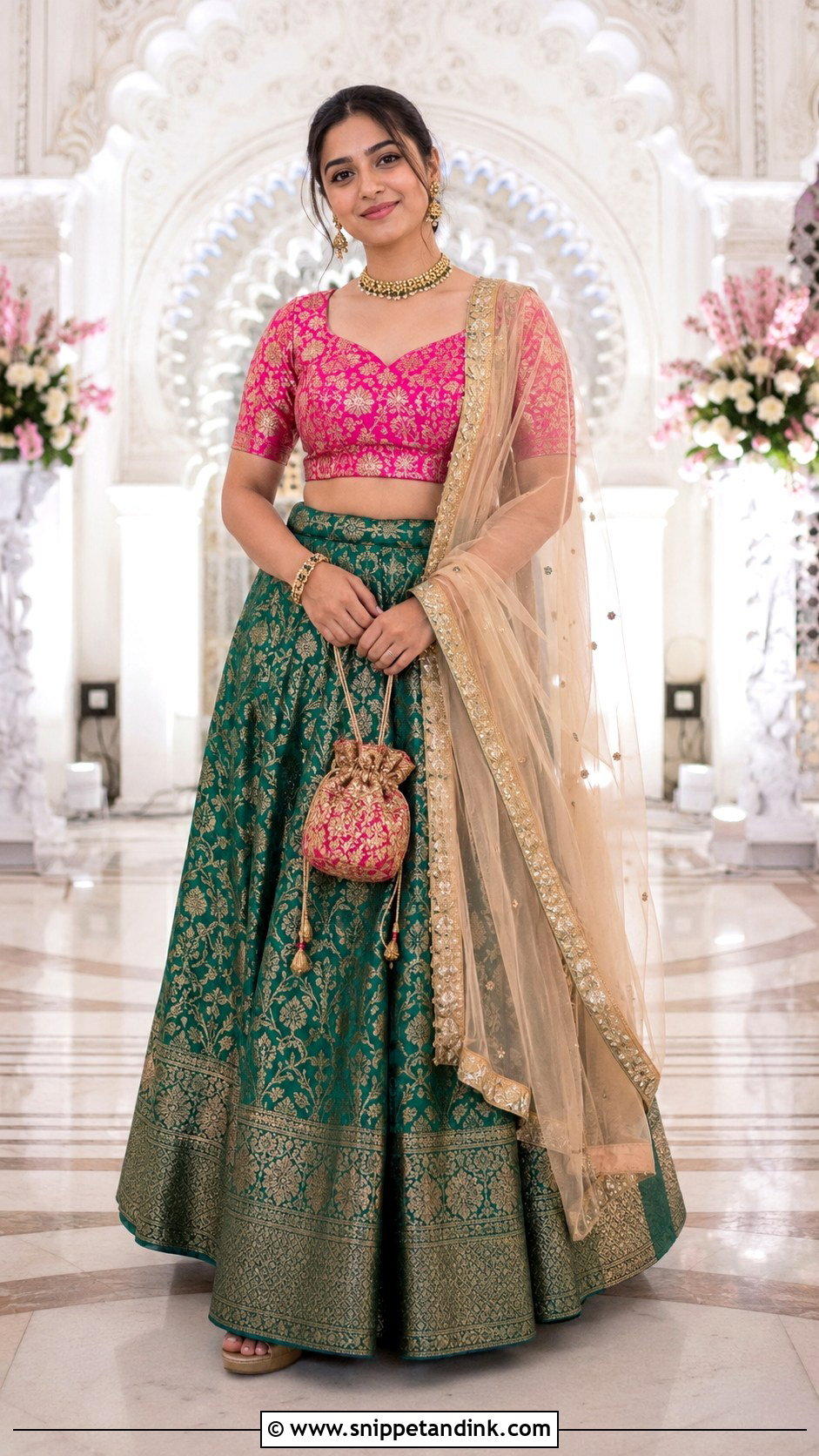 Brocade Skirt and Crop Top for Brothers Wedding - Snippet and Ink - 20 Brothers Marriage Outfit for Sister Ideas
