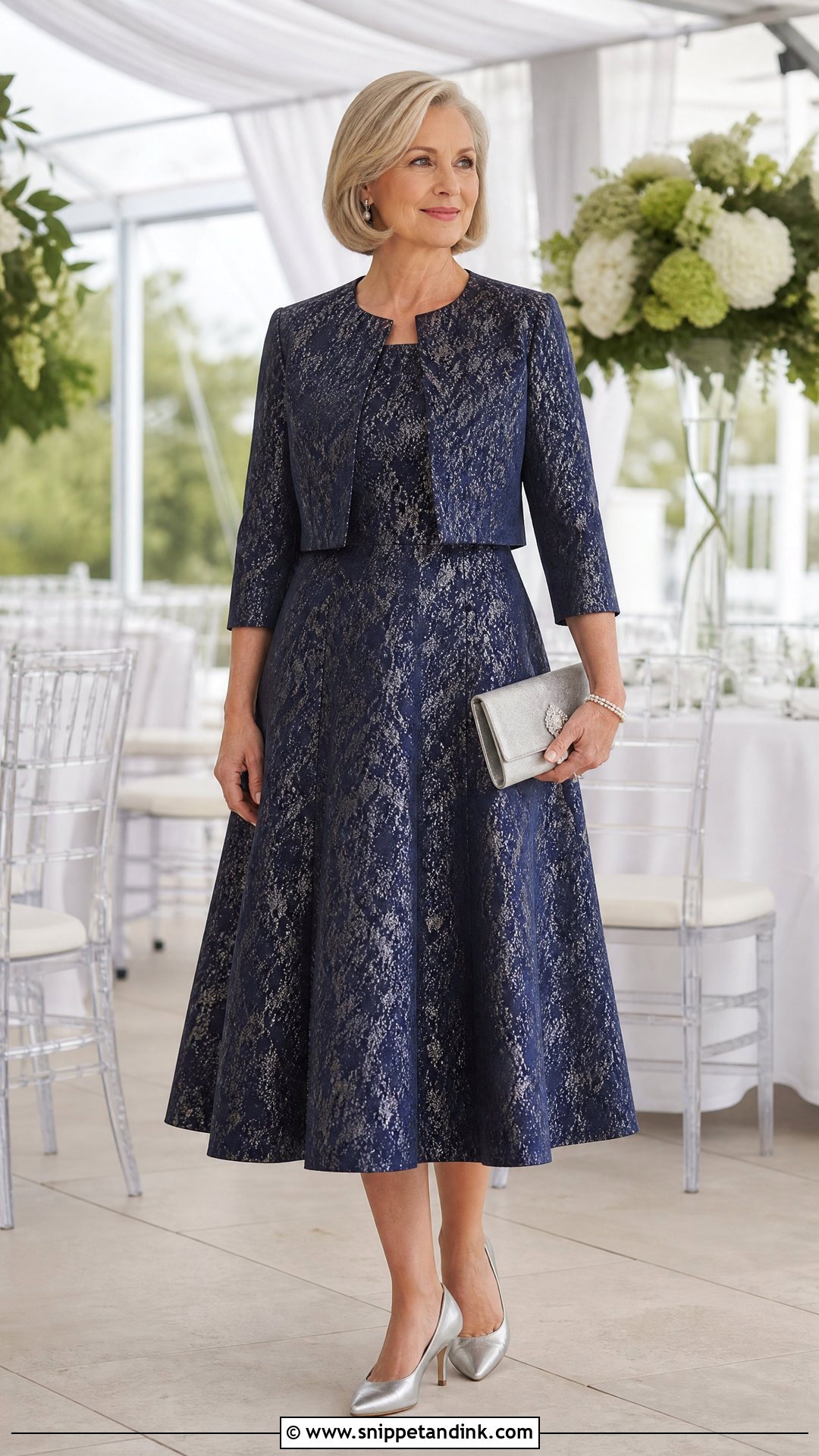 Brocade Tea Length Gown With Jacket - Snippet and Ink - 20 Tea Length Gown Ideas