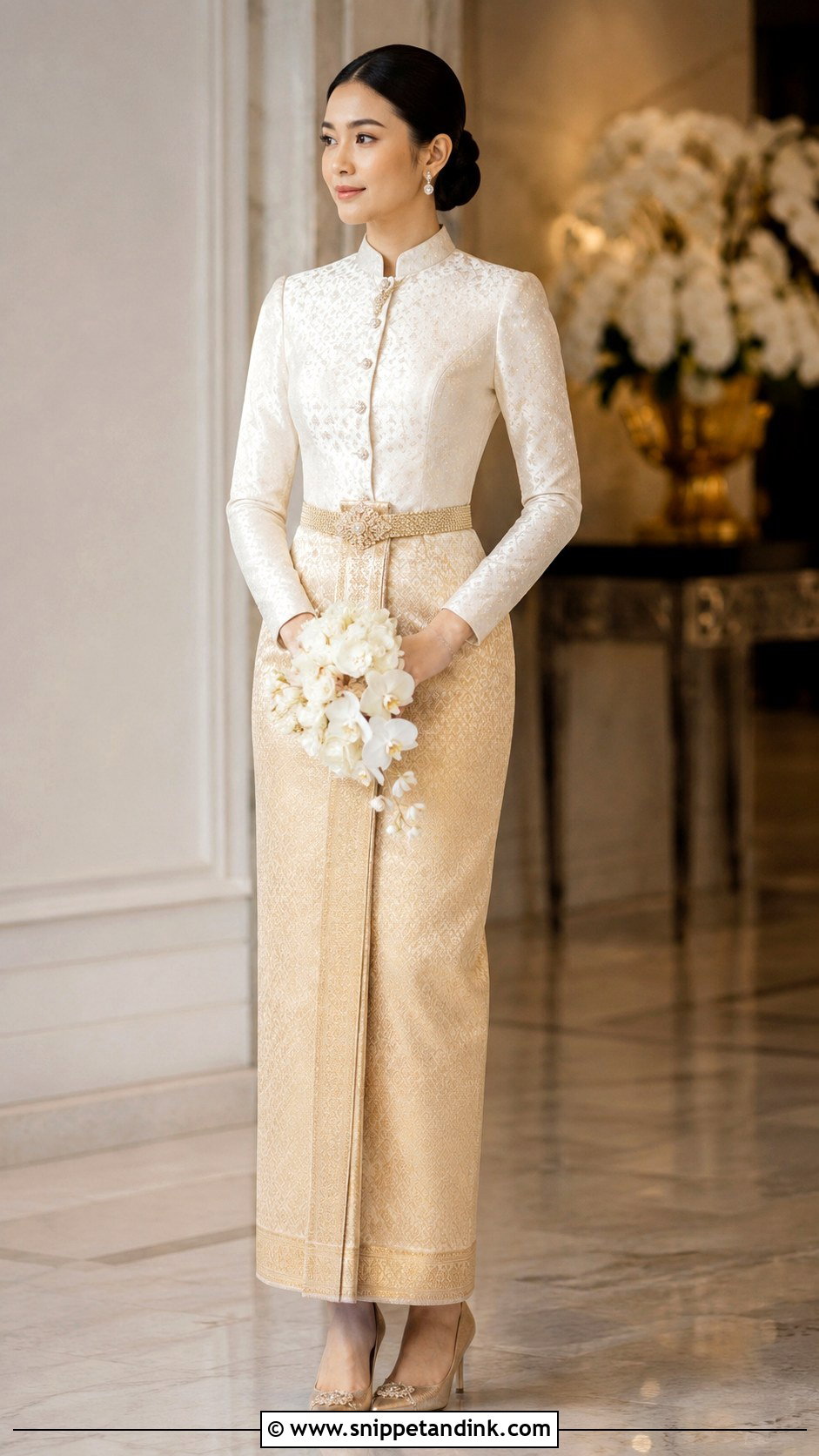 Brocade Thai Amarin Wedding Dress - Snippet and Ink - 20 Thailand Wedding Dress Ideas