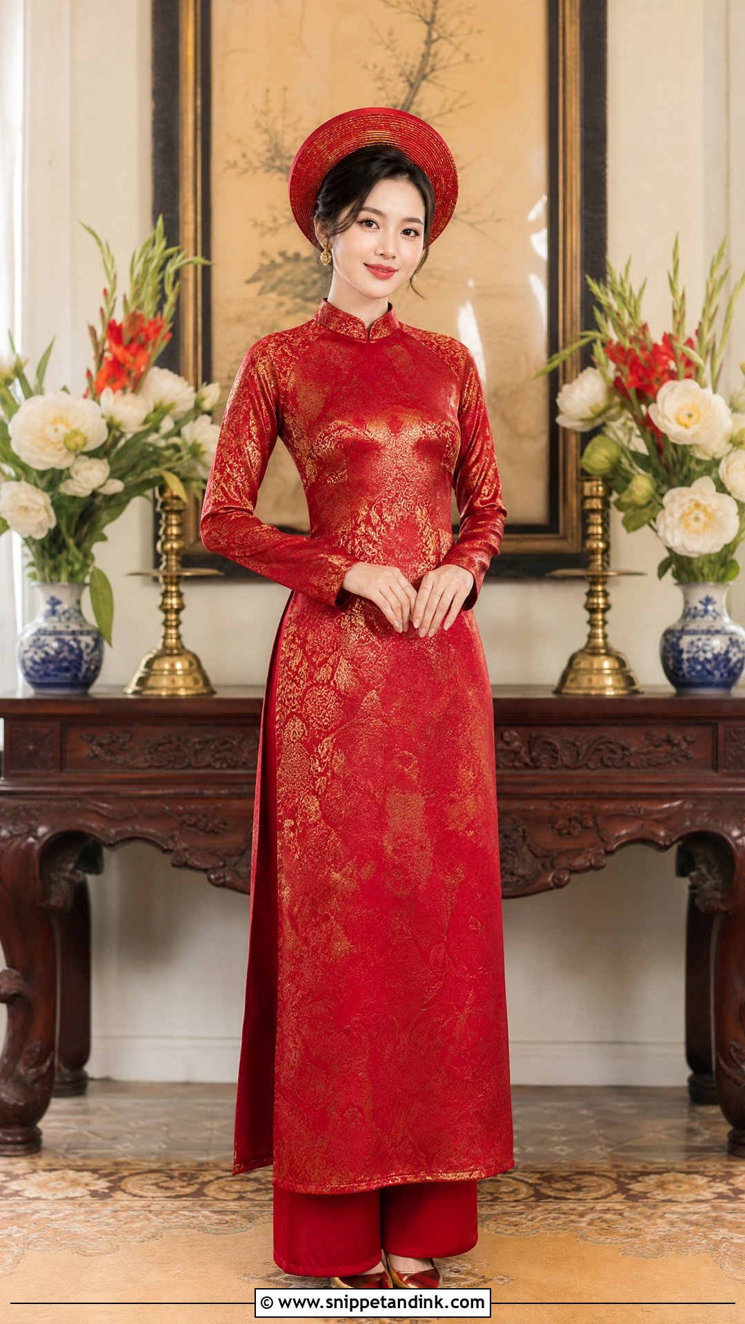 Brocade Vietnamese Wedding Ao Dai - Snippet and Ink - 25 Vietnamese Wedding Dress Ideas