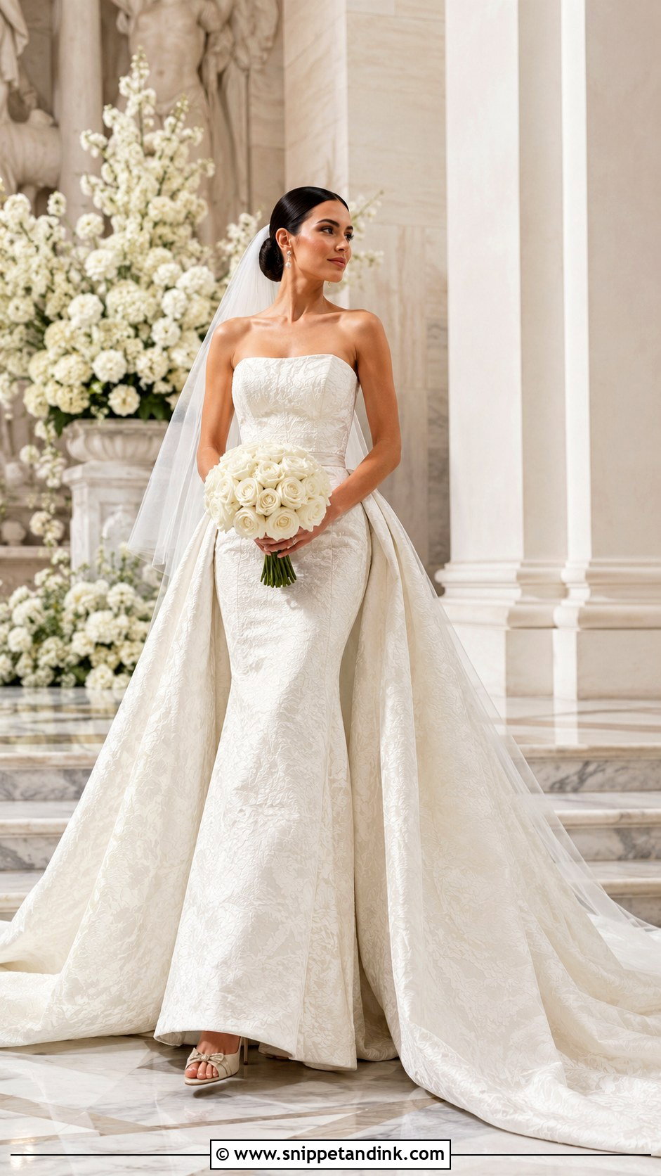Brocade Wedding Dress With Detachable Train - Snippet and Ink - 25 Brocade Wedding Dress Ideas