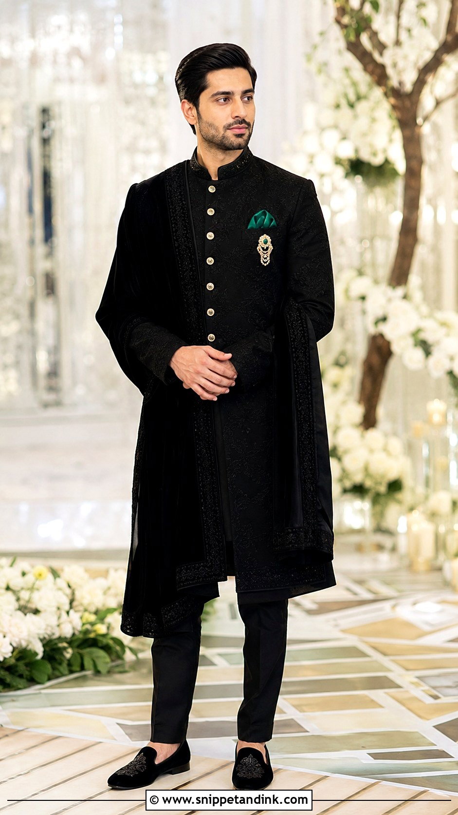 Brother of the Bride Black Sherwani Outfit - Snippet and Ink - 20 Brother of Bride Outfit Ideas