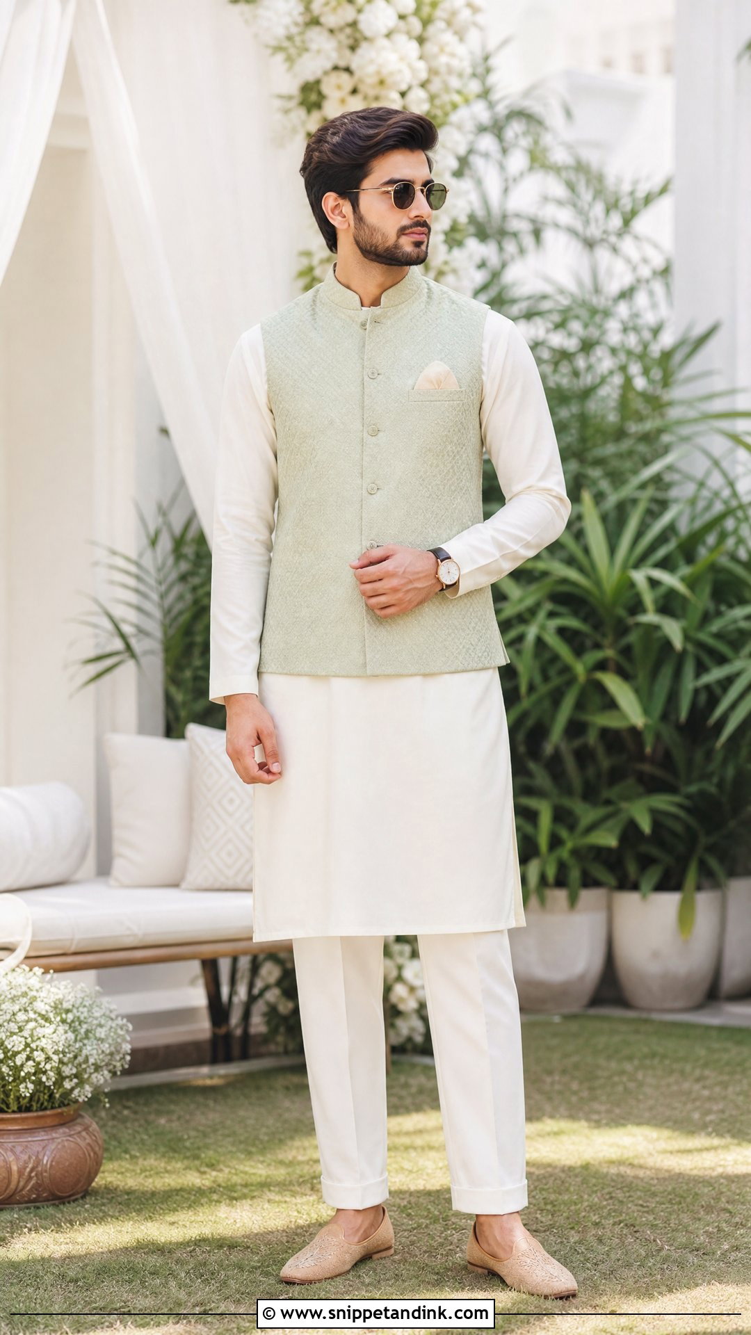 Brother of the Bride Pastel Kurta Jacket Outfit - Snippet and Ink - 20 Brother of Bride Outfit Ideas