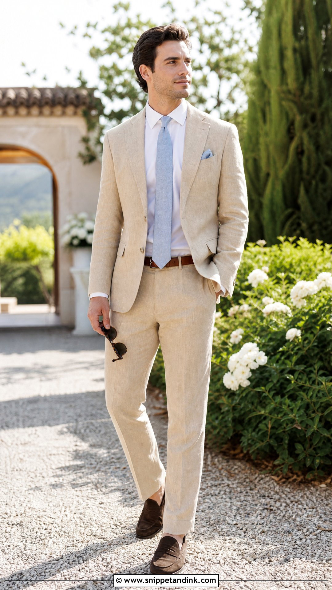 Brother of the Bride Tan Linen Suit Outfit - Snippet and Ink - 20 Brother of Bride Outfit Ideas