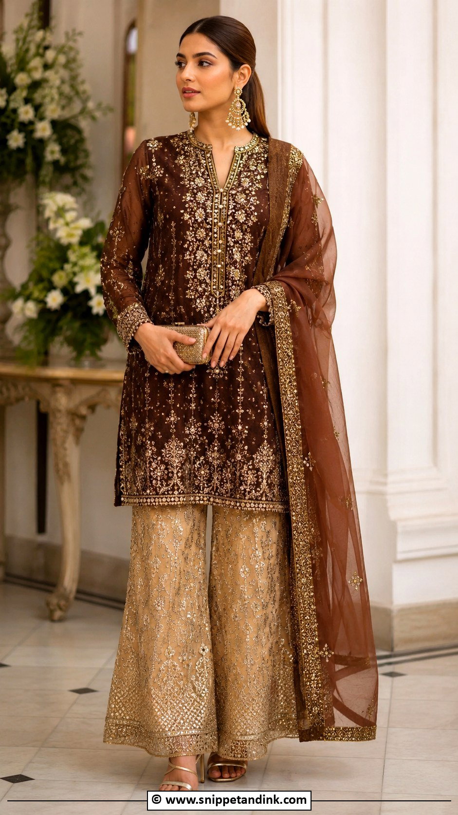 Brown And Gold Barat Dress - Snippet and Ink - 30 Barat Dress Ideas