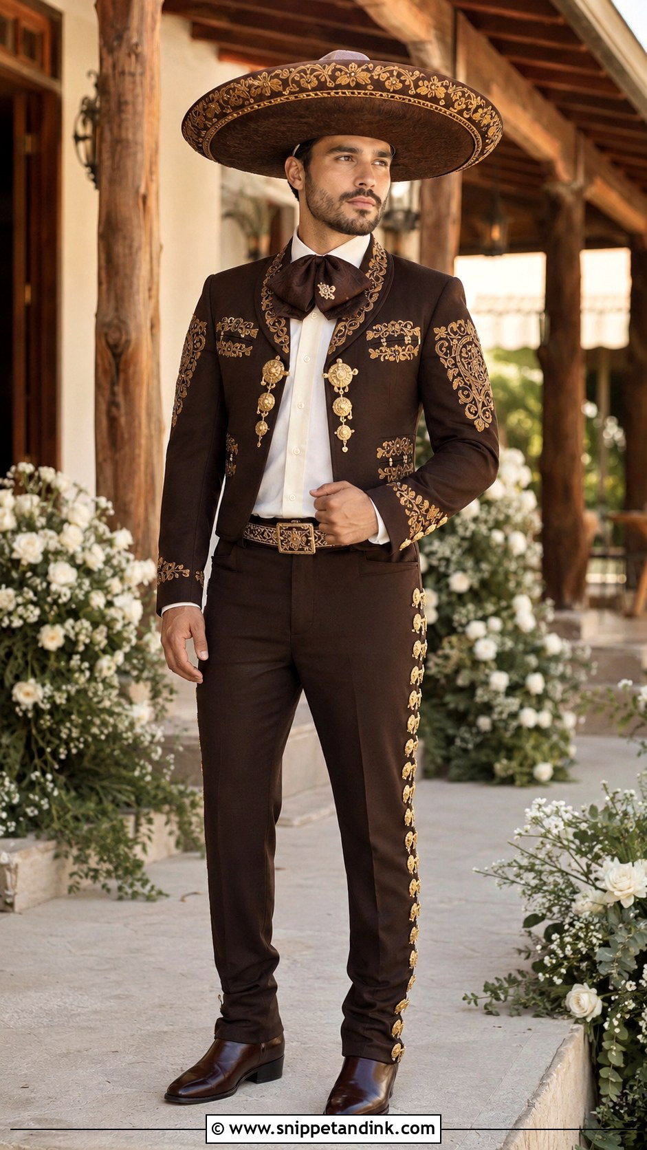Brown And Gold Charro Wedding Suit - Snippet and Ink - 20 Charro Wedding Suit Ideas