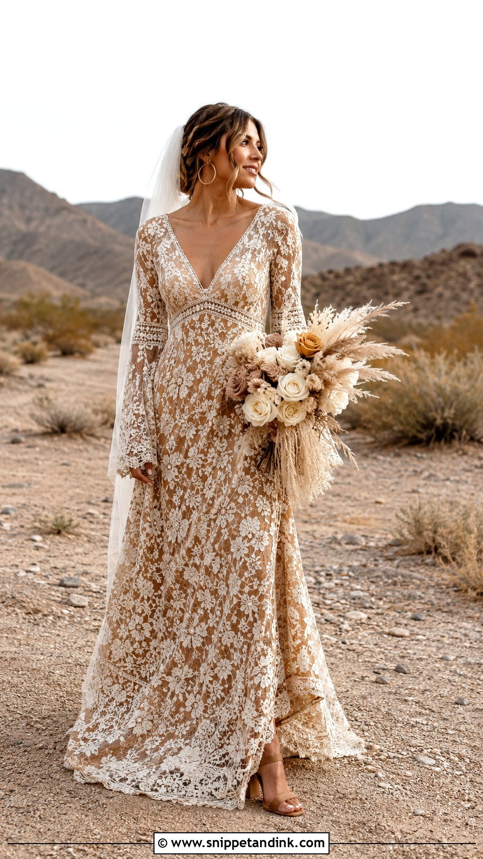 Brown Boho Lace Bridal Dress - Snippet and Ink - 20 Brown Bridal Dress Ideas