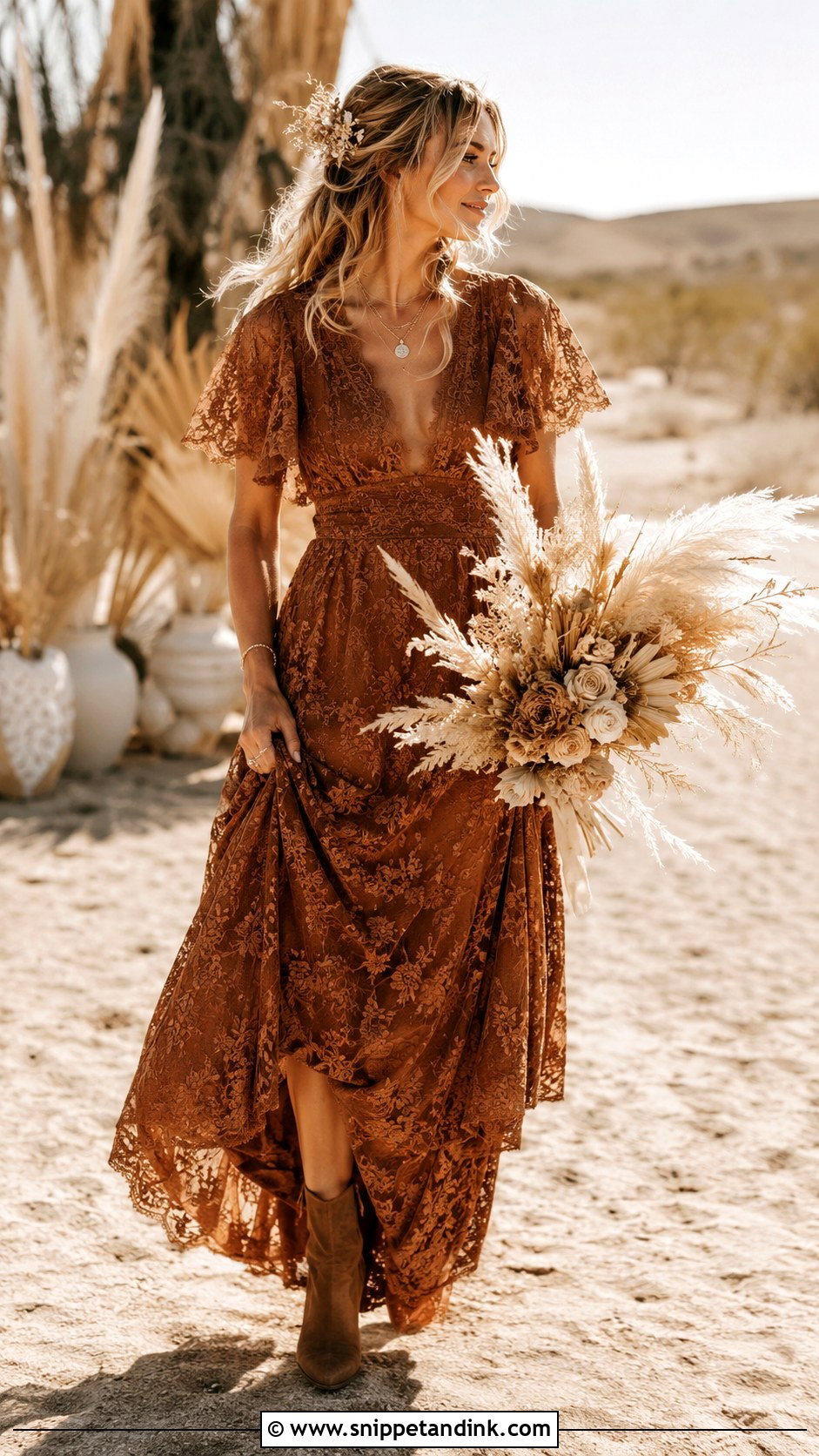 Brown Boho Wedding Dress - Snippet and Ink - 30 Brown Wedding Dress Ideas