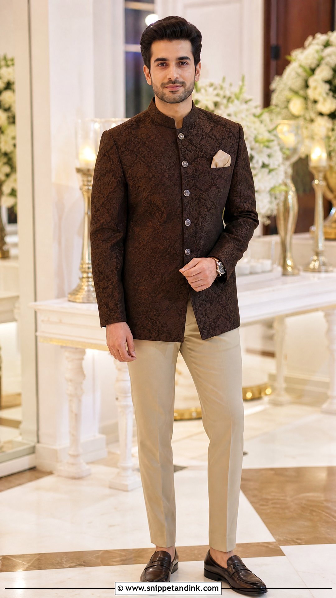 Brown Brocade Bandhgala - Snippet and Ink - 25 Indian Bride Brother Outfit Ideas